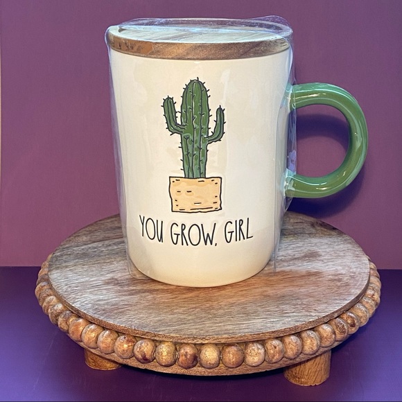 Rae Dunn Other - Rae Dunn YOU GROW, GIRL Mug with wooden lid